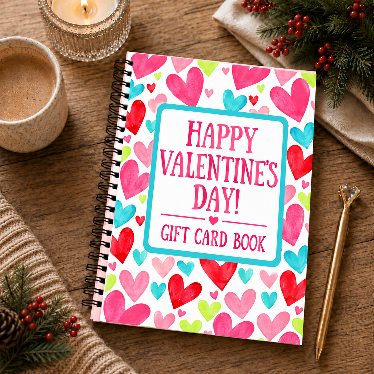 Valentine Gift Card Book with Envelope – 16 Themed Pages