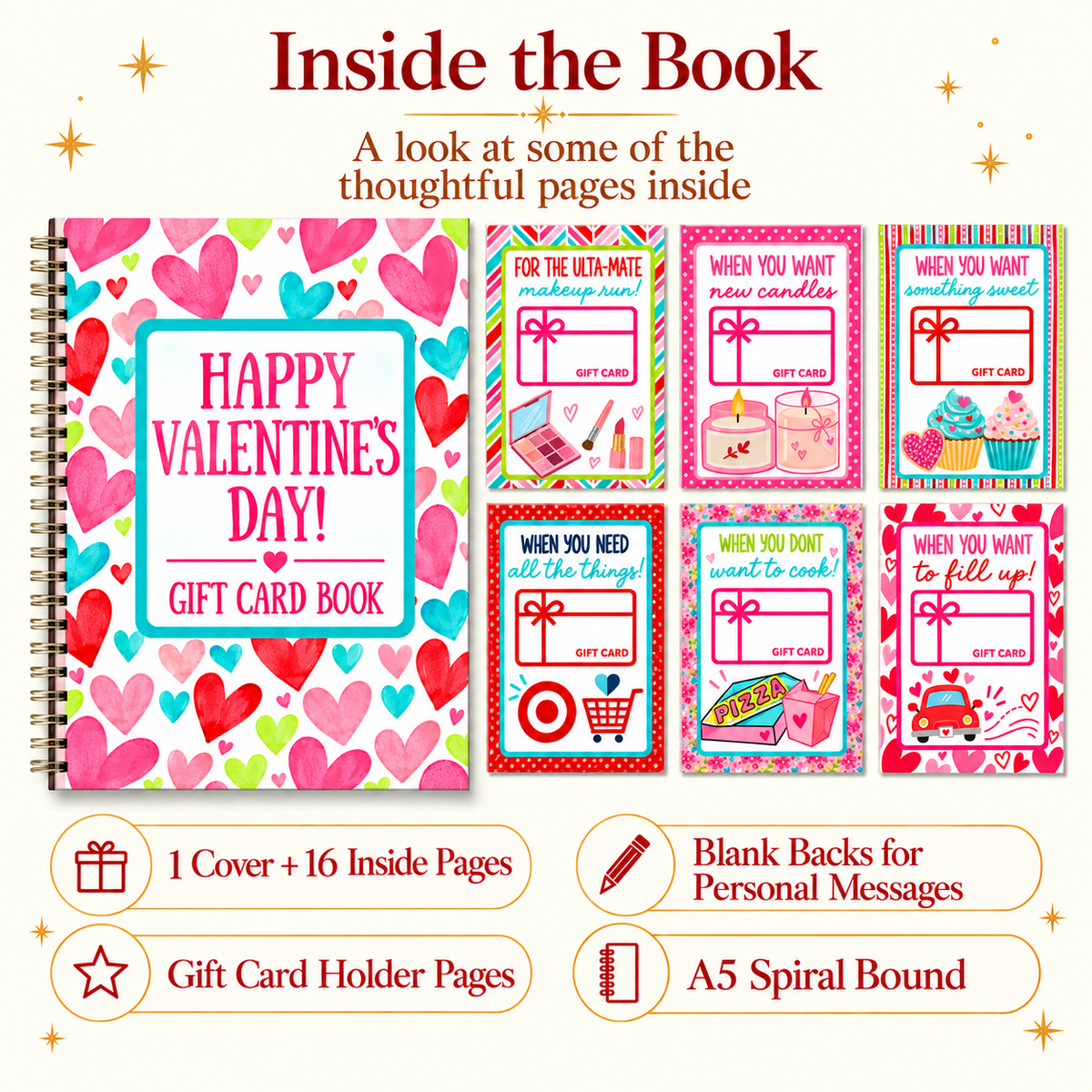 Valentine Gift Card Book with Envelope – 16 Themed Pages