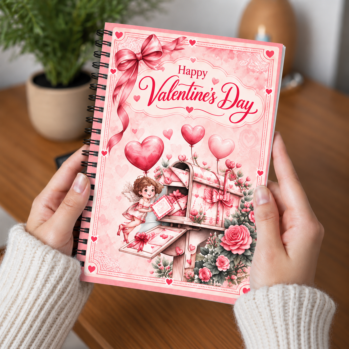 Valentine Gift Card Book with Matching Envelope – 12 Gift Card Pages, A5 Spiral Bound Romantic Gift