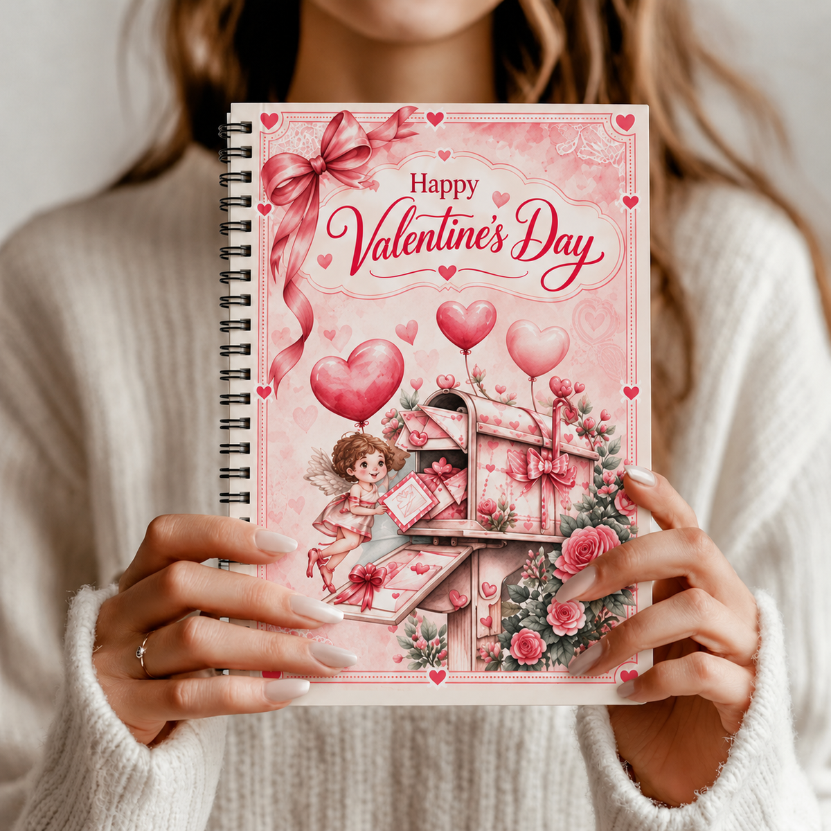 Valentine Gift Card Book with Matching Envelope – 12 Gift Card Pages, A5 Spiral Bound Romantic Gift